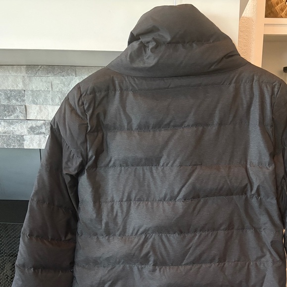 Eileen Fisher XS Gray Down Puffer Jacket High Collar Minimalist - Picture 8 of 10